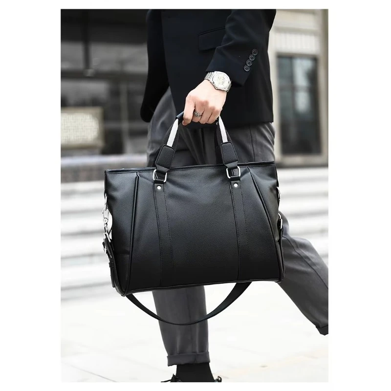 Soft waterproof men's fashion elegant leather briefcase casual business use