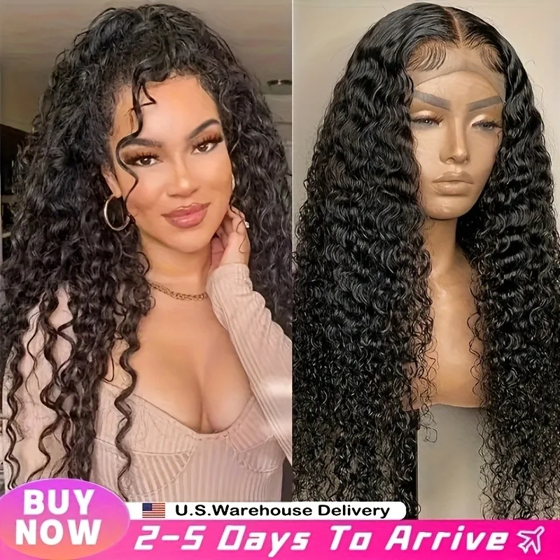 شعر مستعار بدانتيل أمامي مموج عميق - 13 × 4 عقدة مبيضة مسبقة القطع HD باروكة من شعر طبيعي بدون صمغ للنساء