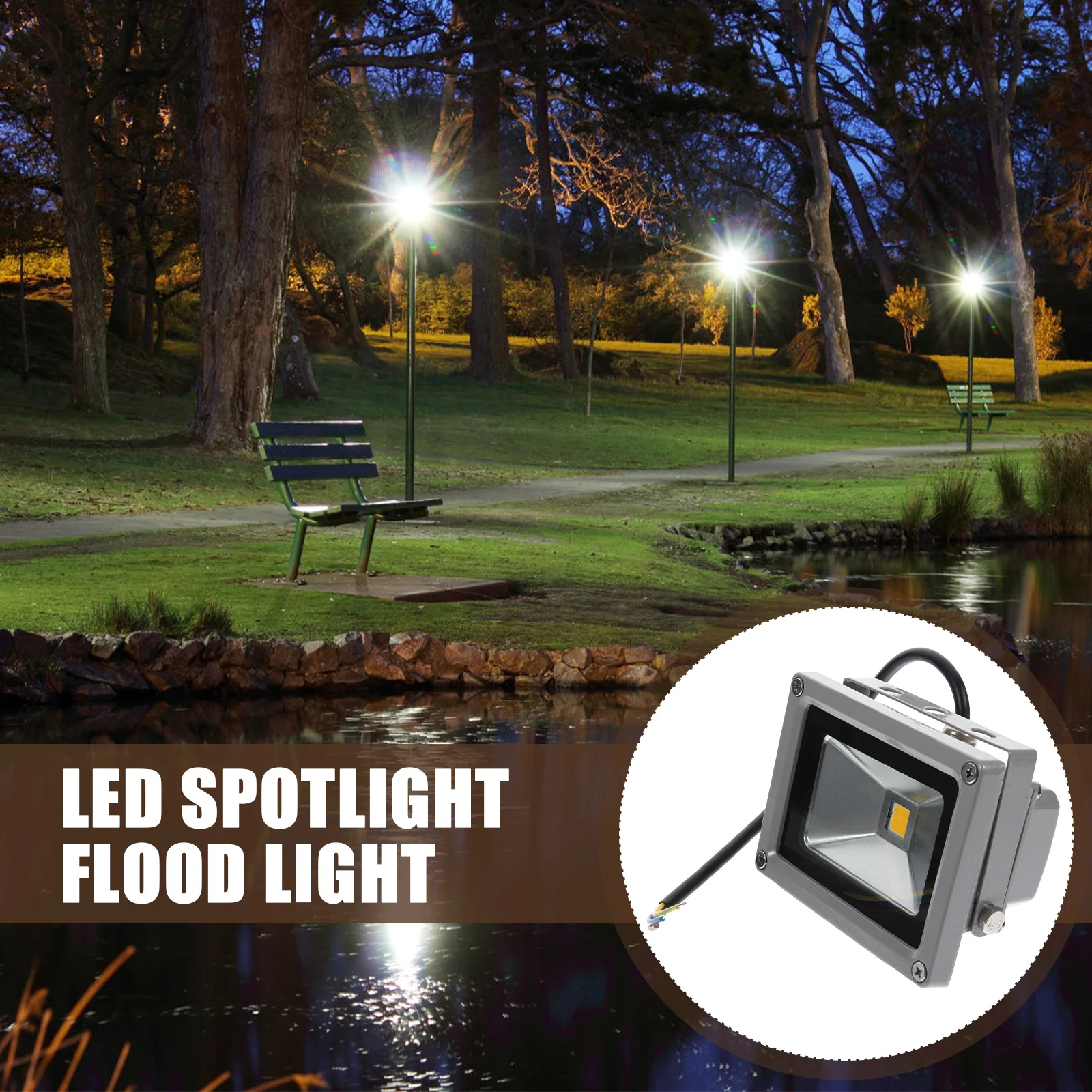 10W Waterproof LED Outdoor Warm White 2800K 3200K Lifespan 60000H Energy Saving AC85V 265V Aluminum Glass Solar