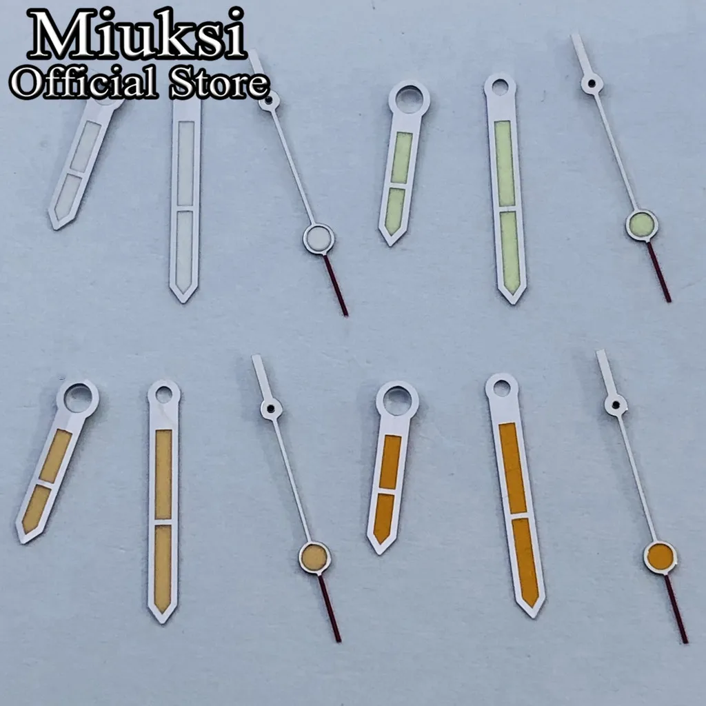 Miuksi silver watch hands green luminous hands fit NH35 NH36 Miyota 8215 DG2813 3804 ETA2824 PT5000 movement