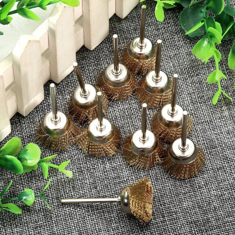 

10Pc 25mm Polishing Brush Brass Wire Wheel Brushes for Drill Dremel Accessories Rotary Tool Polishing Brush Metal Dust Cleaning