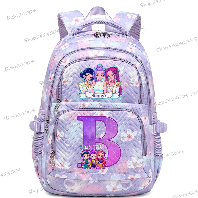 กระเป๋าเป้สะพายหลังลายตัวอักษร A-Z สำหรับเด็กนักเรียน ผู้หญิง ผู้ชาย ลายการ์ตูน อนิเมะ เคป๊อป ของขวัญ
