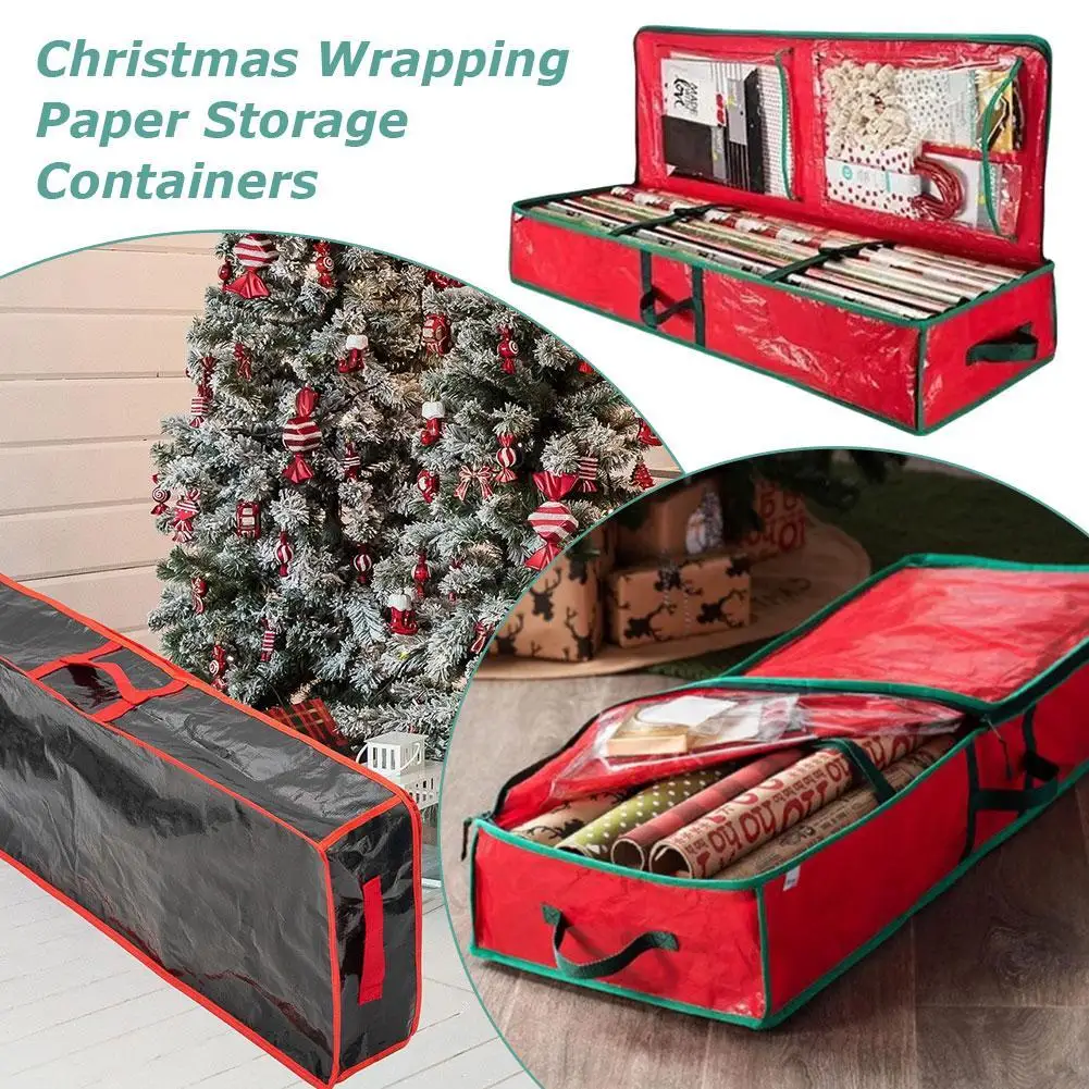 Storage Box Xmas Tree Pouch Outdoor Christmas Container Wrapping Paper Bag Weave Carrying