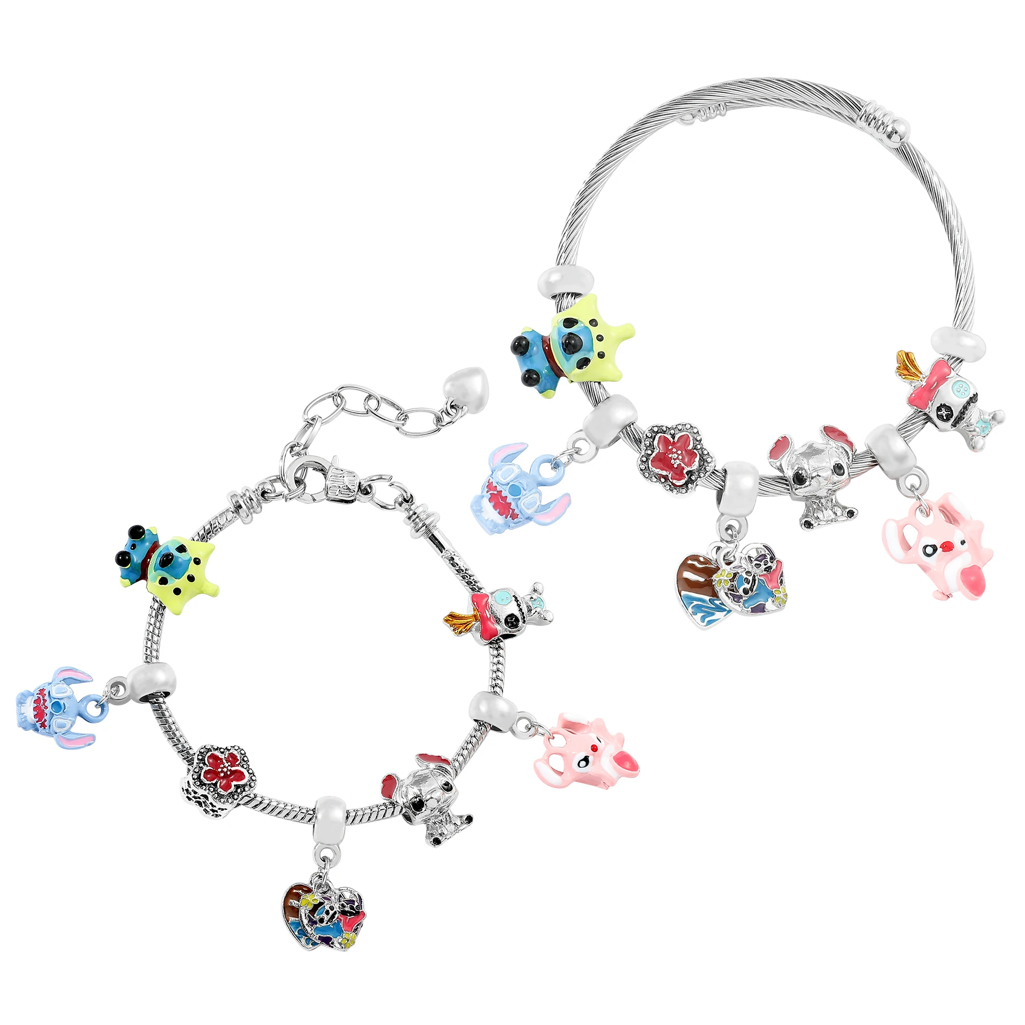 Disney-pulsera de Anime Lilo & Stitch DIY, figura de dibujos animados, abalorio de esmalte de puntada, pulsera de cuentas de moda, regalos de joyería para novias