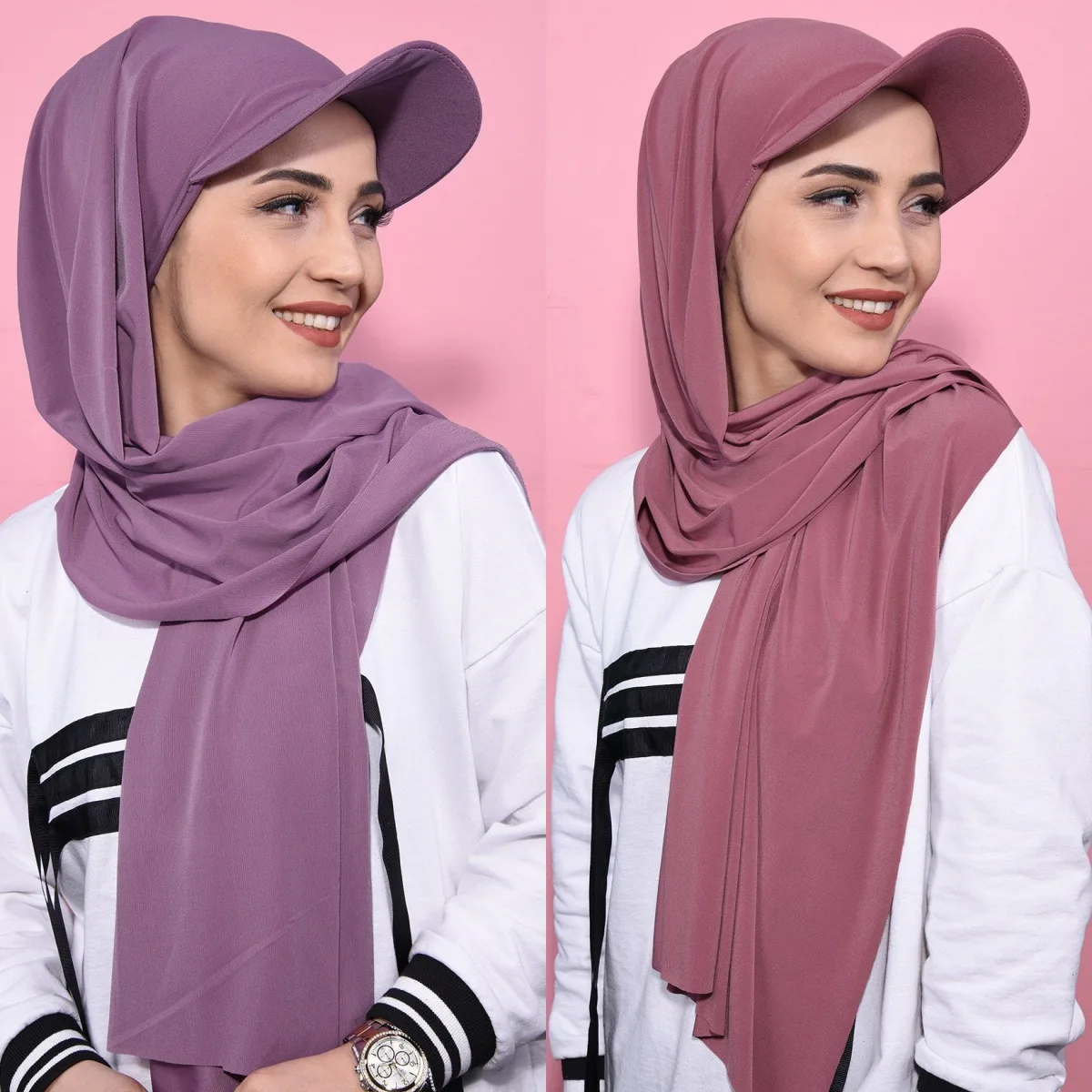 Premium Hijab Head Scarf Shawl Wrap for Muslim Women Pleasantly cool Lightweight sunshade Muslin Women Scarves with Brim