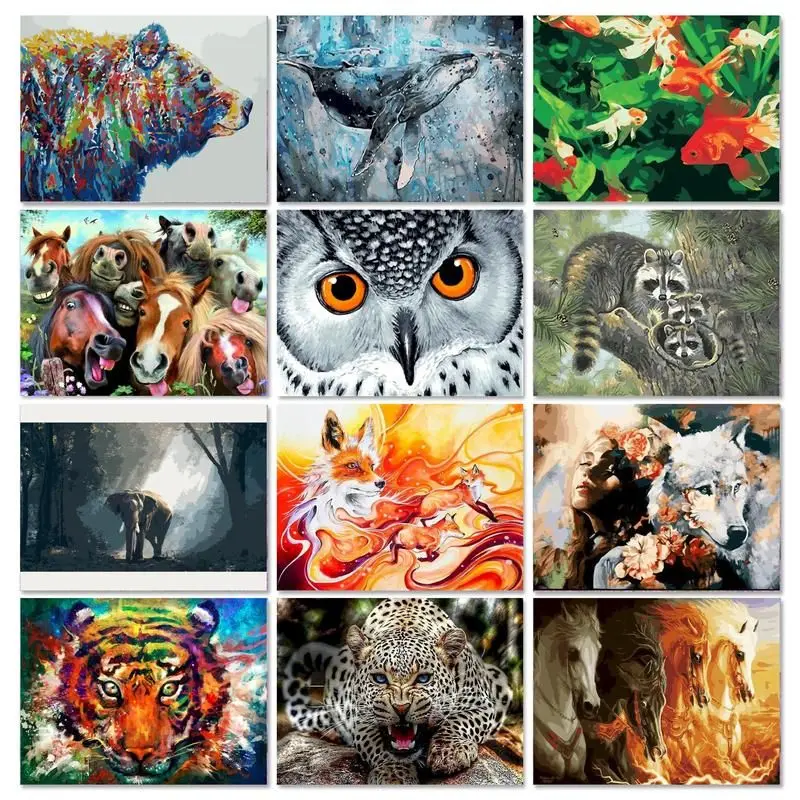 

SDOYUNO Painting By Numbers Animals Handmade Paint Kit Modern Coloring By Numbers Picture Drawing Canvas Painting For Adults Gif