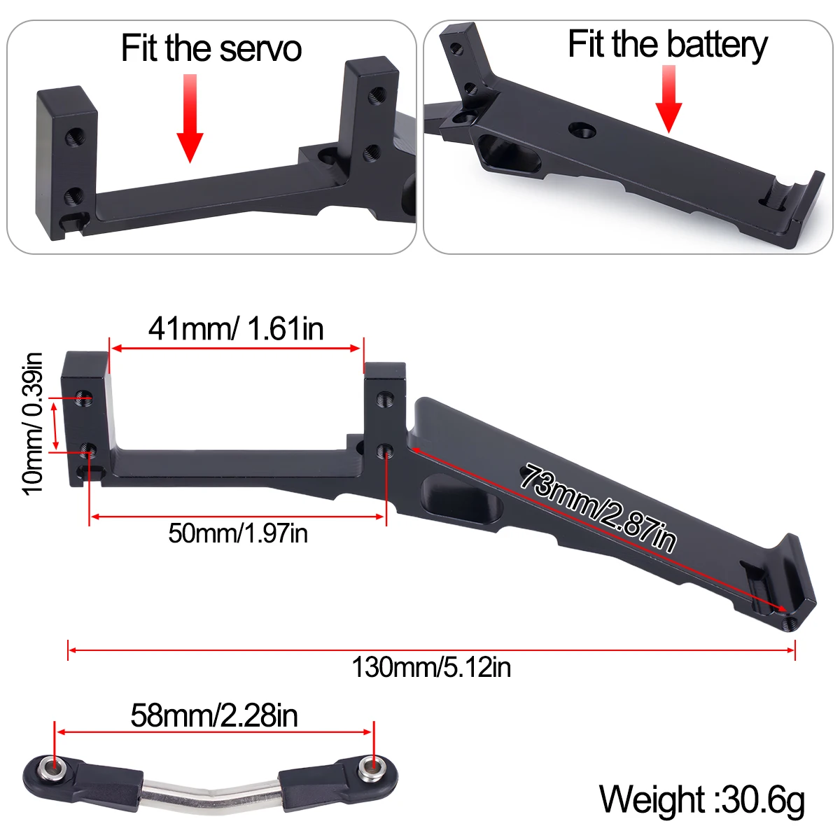 1 Stuks Aluminium Servo En Batterij Mount Met Steering Link Voor 1/10 Rc Crawler Auto Capra Voorraad As upgrade Onderdelen