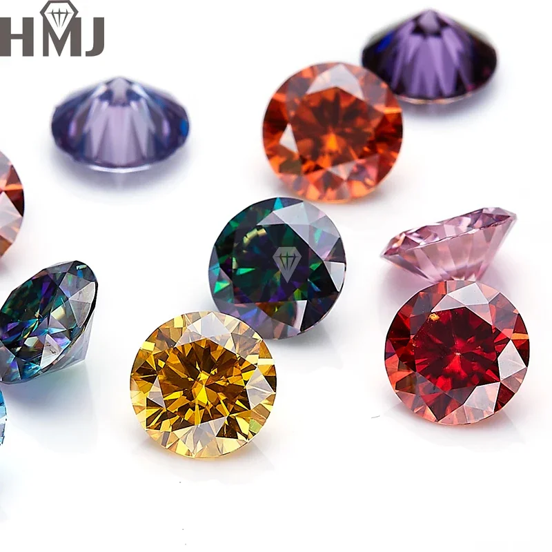 

Golden Yellow Moissanite Wholesale Purple Round Cut Artificial Cultivation of Gemstones Diy Jewelry Making with GRA Certificate