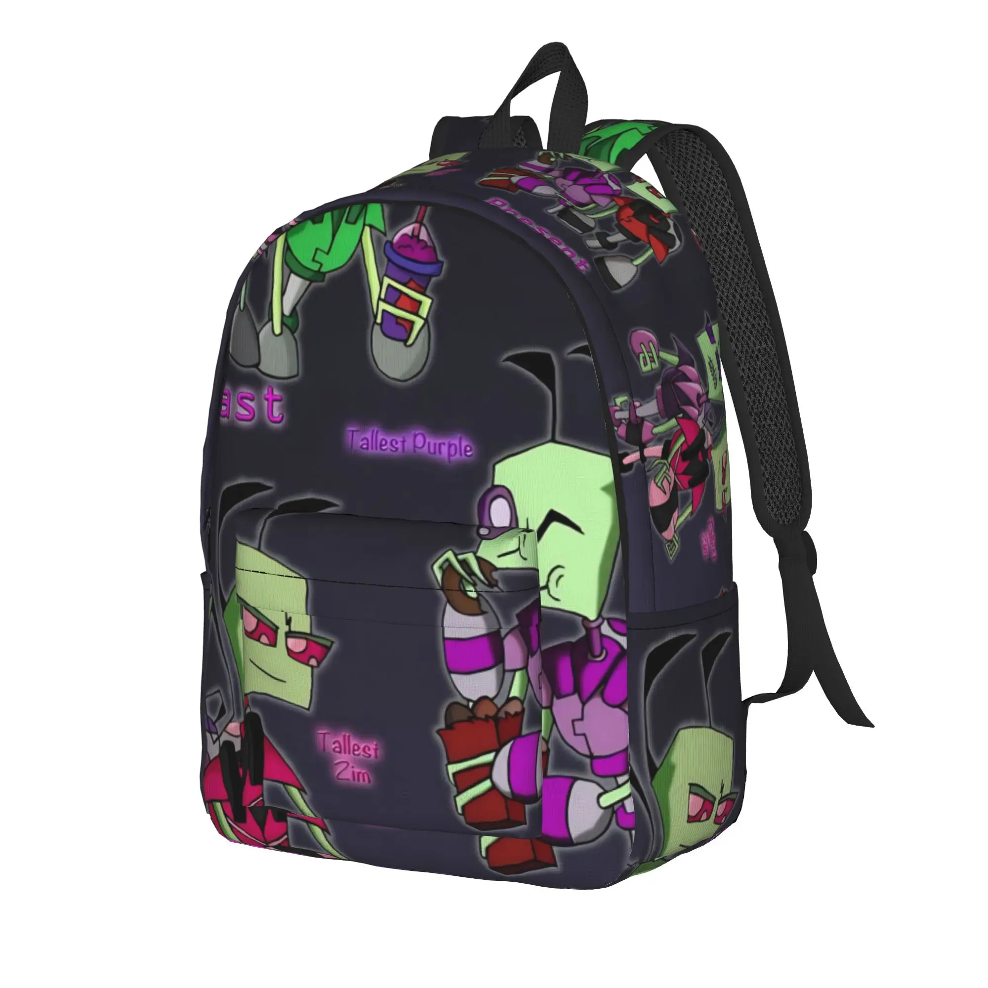 Invader Zim Gir Dib Robot Backpack Student American Animated Big Backpacks Polyester Cool School Bags Outdoor Style Rucksack