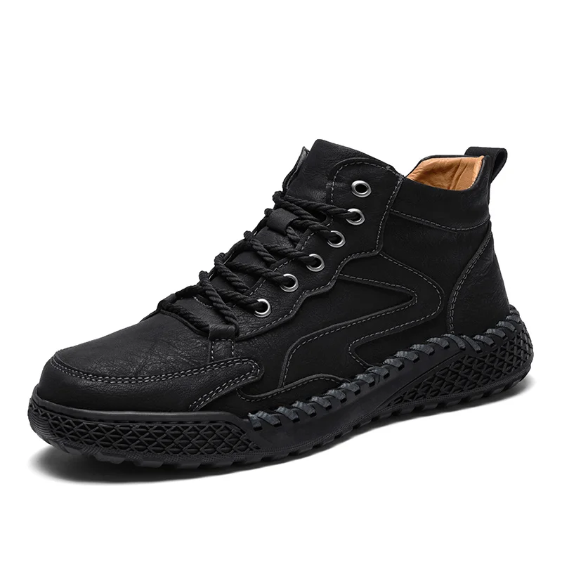 

Men Leather Shoes Casual Outdoor Walking Shoes Men's Sneakers High Top Trend Man Shoes