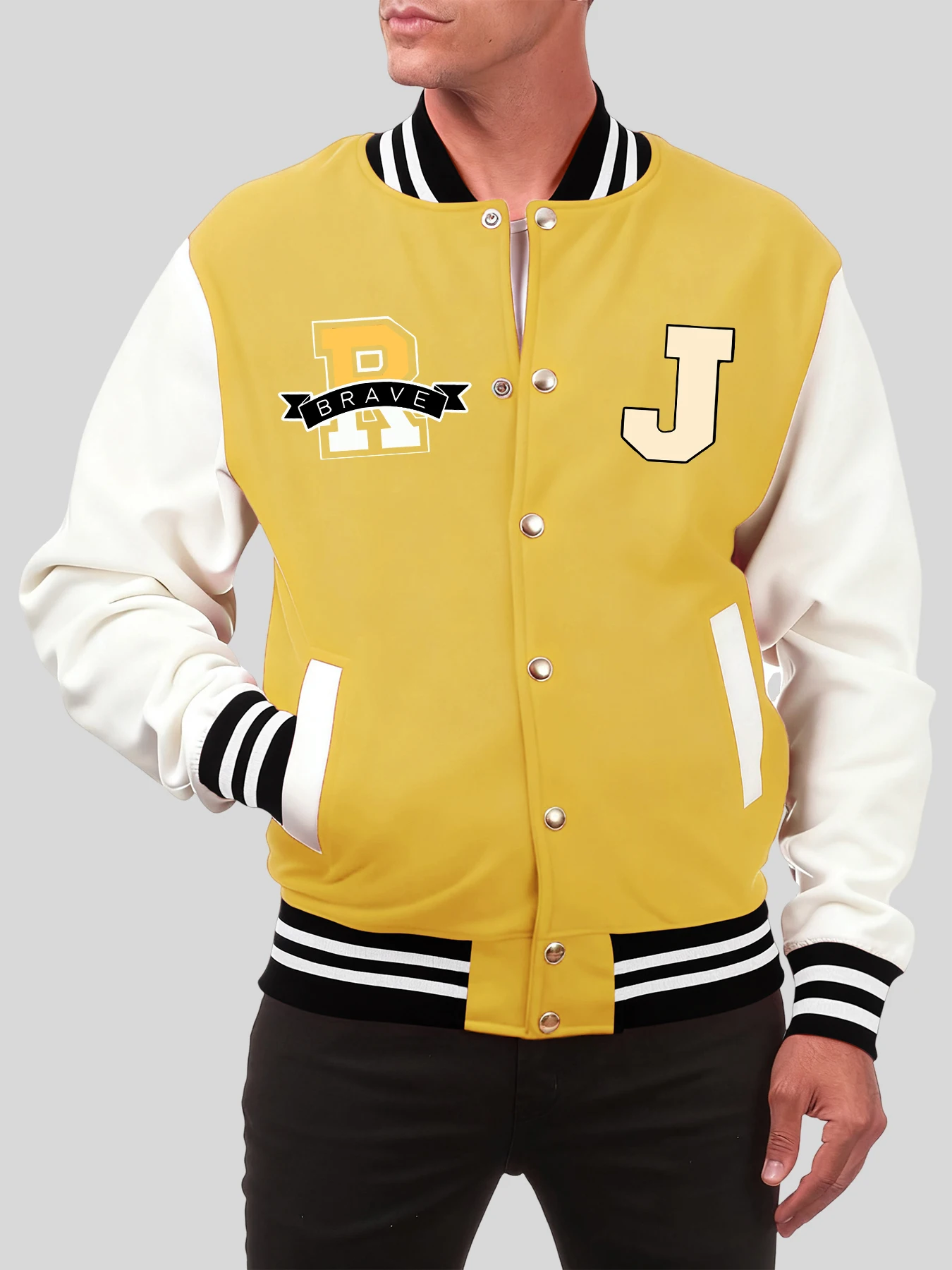 

Brave R And J Prints Baseball Uniform Men Hip Hop Casual Jacket Autumn Oversized Streetwear Unisex Cotton Vintage Sportswear