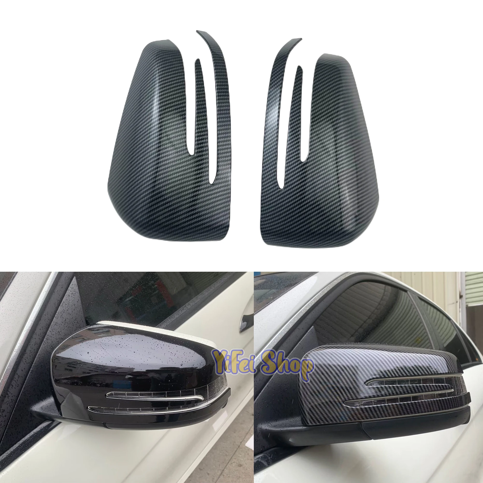 For BENZ ML Klasse W166 GLX166 2011 2012 2013 2014 2015 Car Piano Black Carbon Rearview Accessories Door Mirror Cover Trim