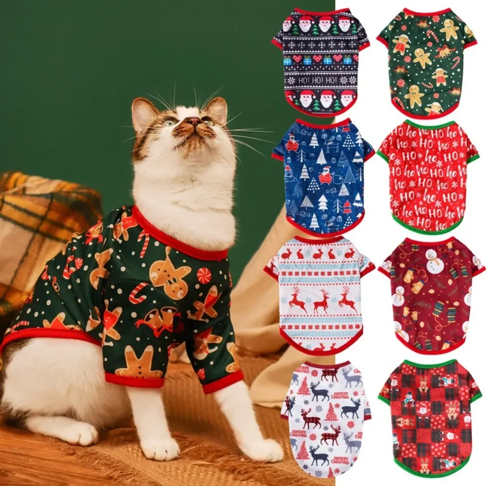 Pet Dog Christmas Shirt Clothes Xmas Vest Soft Shirts Holiday Small Dog Apparel Snowman Printed Puppy Costume for Cats or Dogs