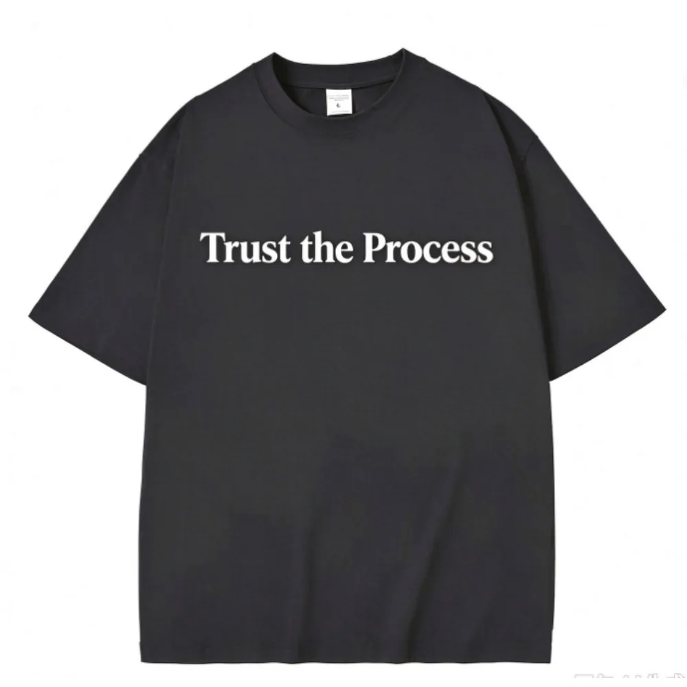 Trust the Process T Shirt Men Casual Crew Neck Short Sleeve Inspirational Letter Print Minimalist Daily Wear Summer Tee Tops