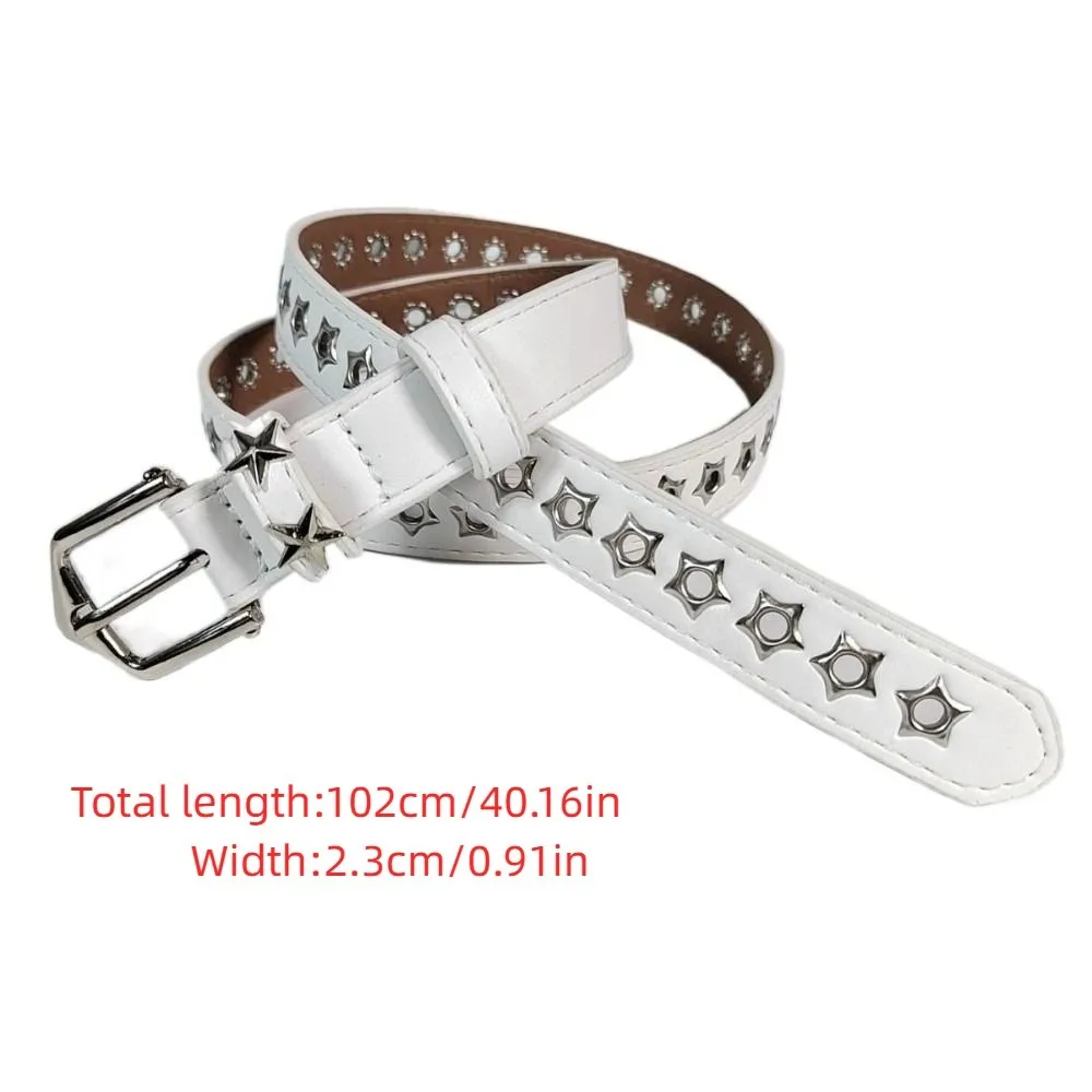 نجمة الثقوب Y2K ستار أحزمة وسط بولي Leather الجلود الشرير الزخرفية المرأة حزام البنطال الجينز الفاخرة مشبك معدني الفتيات برشام زنار