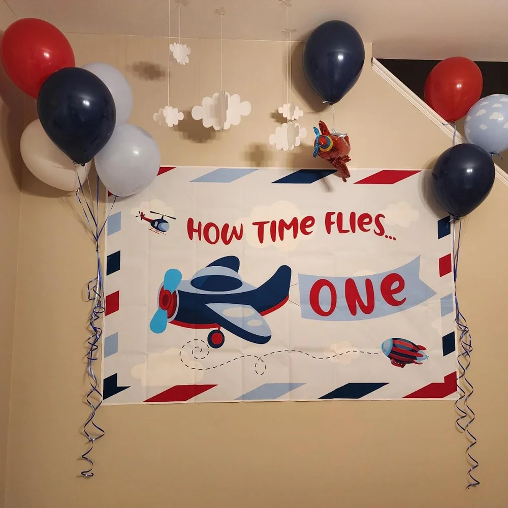 3D Cloud Decorations Hanging for Ceiling Airplane Party How Time Flies Theme First Birthday Decoration Supplies
