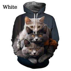 Cute Cat Animel 3D Printed Pattern Hoodies Casual Fun Street Fashion Men And Women Pullover Sweatshirt Boys Girls Tops Hooded