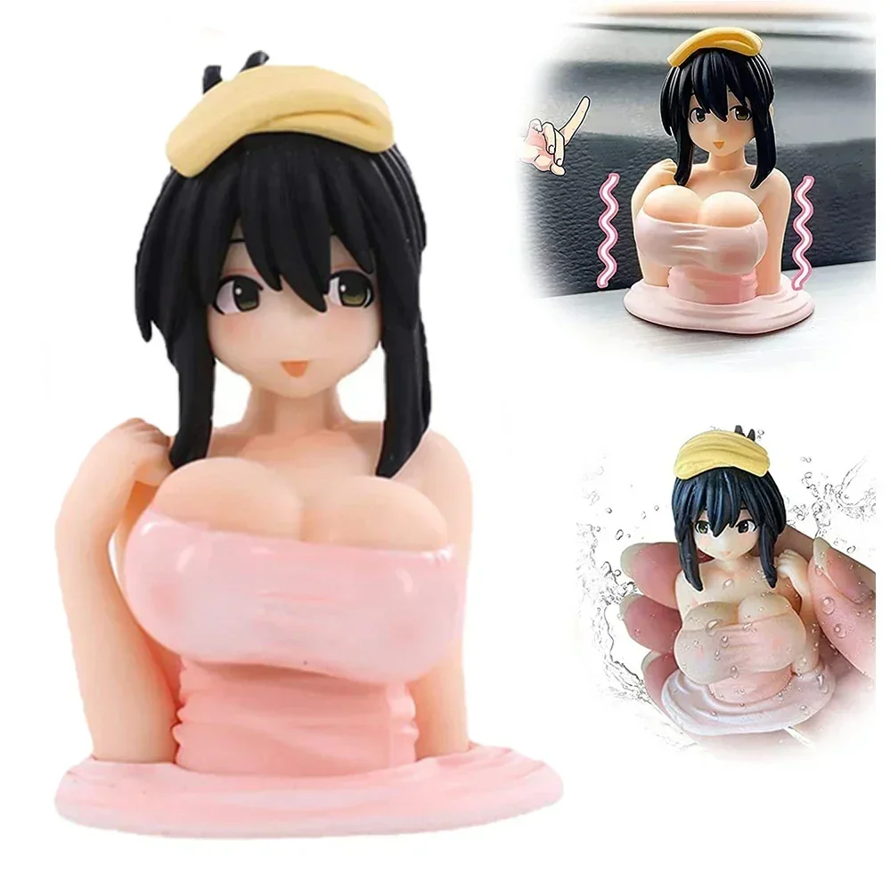 1-2PCS Sexy Anime Shaking Boobs Console Dashboard Interior Accessory Girls Boys Adult Figure Collection Model Doll Toys