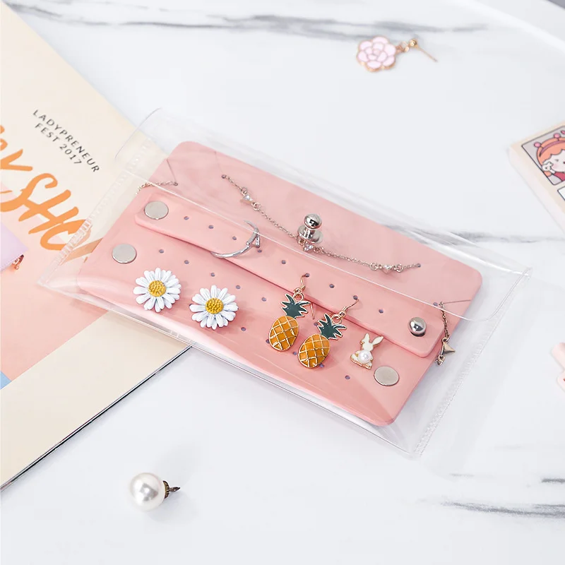 

Портативная сумка для хранения ювелирных украшений, Корейская прозрачная сумка для ювелирных украшений, дорожная сумка для сережек, ожерелий, ювелирных украшений, прозрачная искусственная кожа