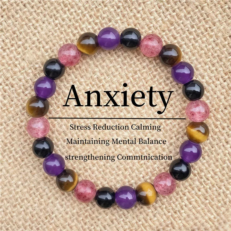 1 pc/Bohemian style calm mind bracelet made of tiger eye stone and rose quartz stretch bracelet unisex jewelry, ideal gift