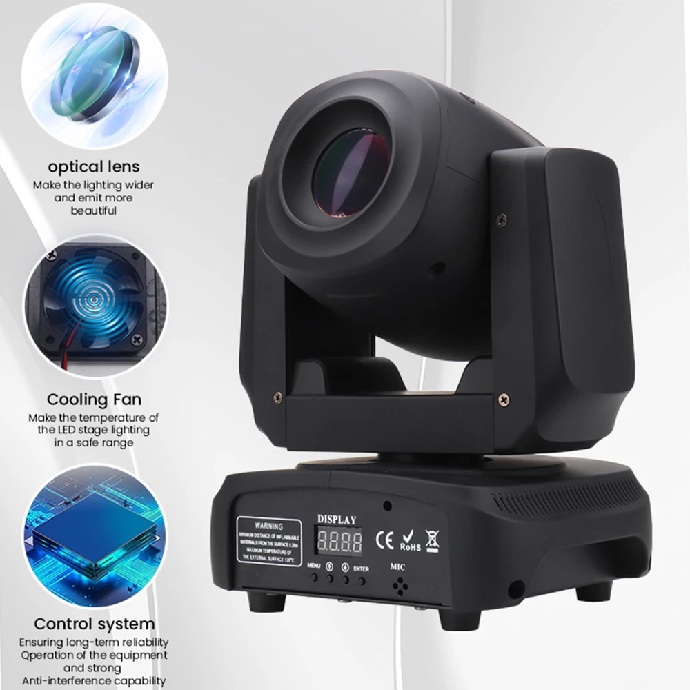 120W LED Moving Head Spot Light 3 Prisms Disco Party Light 8Gobos RGBW Beam Strobe DMX512 LED Dj Stage Light For KTV Wedding