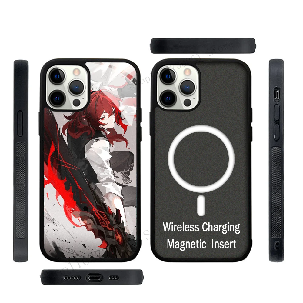 Anime Game Genshin Impact Diluc Ragnvindr Phone Case Strong Magnetic For IPhone 15 14 13 Pro Max 11 12 Mini Alex Mirror For