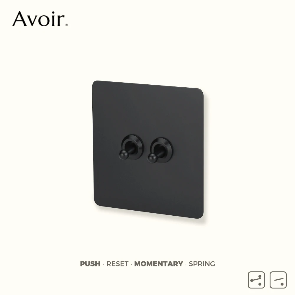 

Avoir Black Metal Panel Push Button Vintage Reset Switches 86 Type Wall Outlet With Usb Cat6 Europe Momentary Toggle Switches