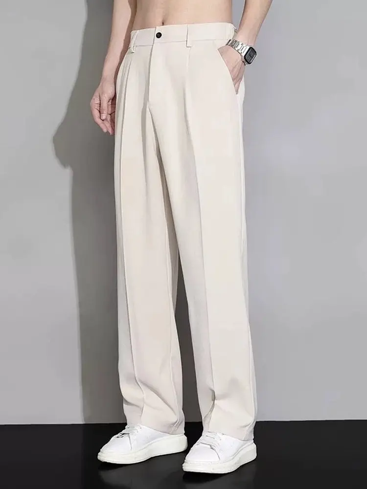 

Ice Silk Men's Summer 2025 New Version Drapey Korean Sle Loose Straight Leg Suit Pants Long Casual Trousers for Youth