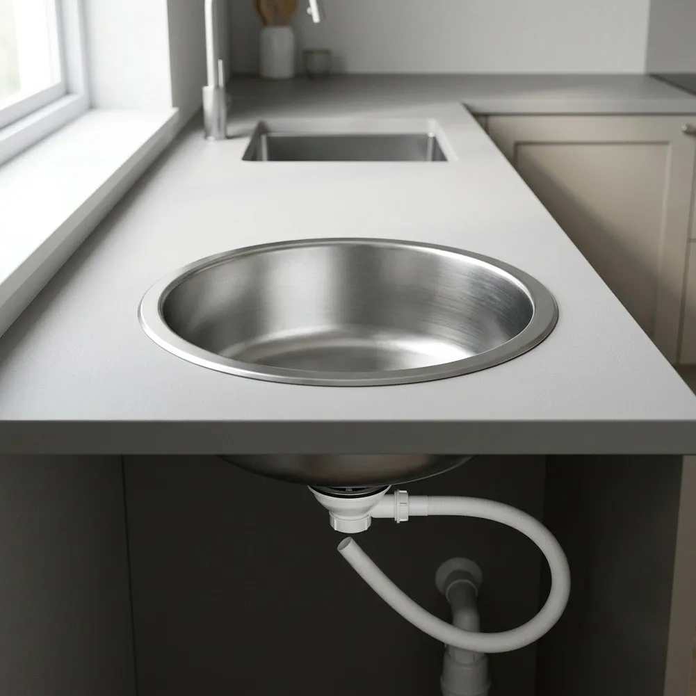 10.43 Inch Round Stainless Steel Sink 50mm Drain For Camper Car Boat Yacht For Rv Space Saving Round For Rv Sink