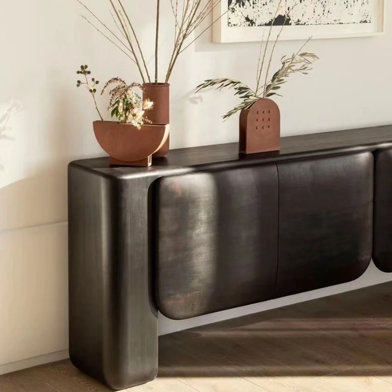 French TV cabinet retro high cabinet Italian irregular floor minimalist side cabinet special-shaped storage decoration