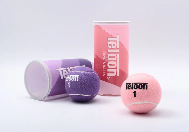 كرات التنس من تيلون، كرات تدريب معلبة باللون الوردي والأرجواني، مرونة عالية، متينة، مقاومة للاهتراء، تدريب احترافي للتنس