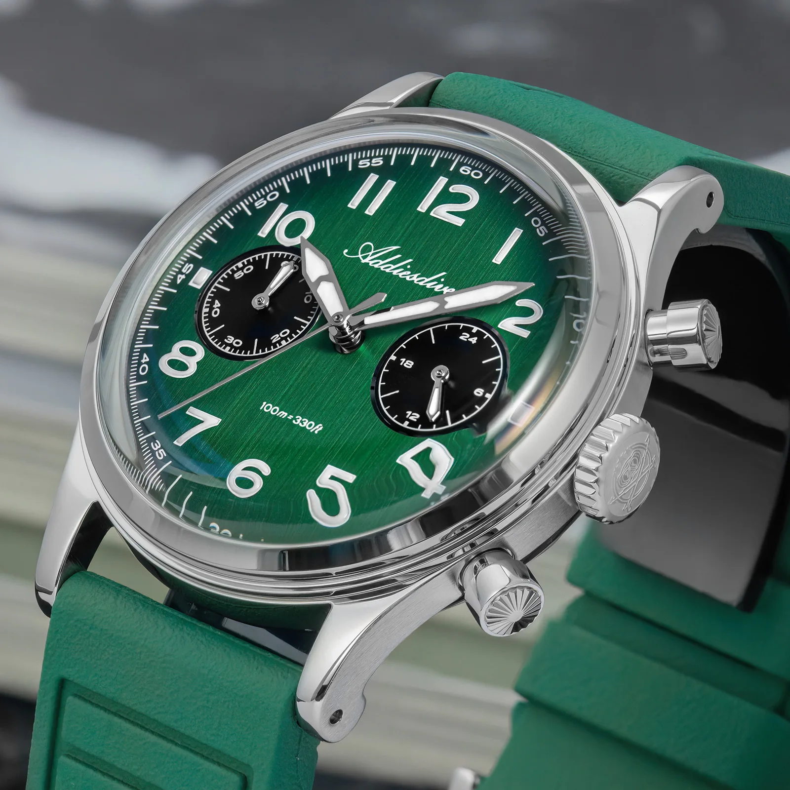 ADDIESDIVE 38mm AR Coating NEW Quartz Watches for Men VK64 Movement Chronograph Mens Watches Waterproof 100m Luxury Watch AD2516