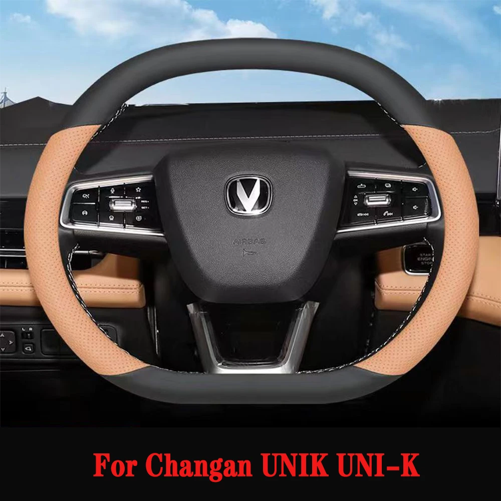 

For Changan UNI-K UNIK 2021-2024 Car Styling Breathable Non-Slip Leather Steering Wheel Cover Interior Modificated Accessories