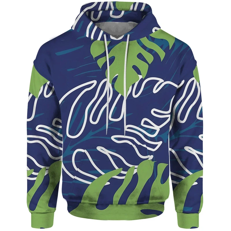 Men's Hoodies Y2k 3D Palm Tree Pattern Printing Hawaii Seaside Sweatshirt Fashion New Men's Pullover Hoodie Casual Style Clothes