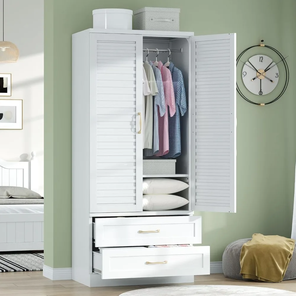 Armadio moderno indipendente in acciaio con cassetti e asta sospesa per soluzioni di archiviazione per la camera da letto