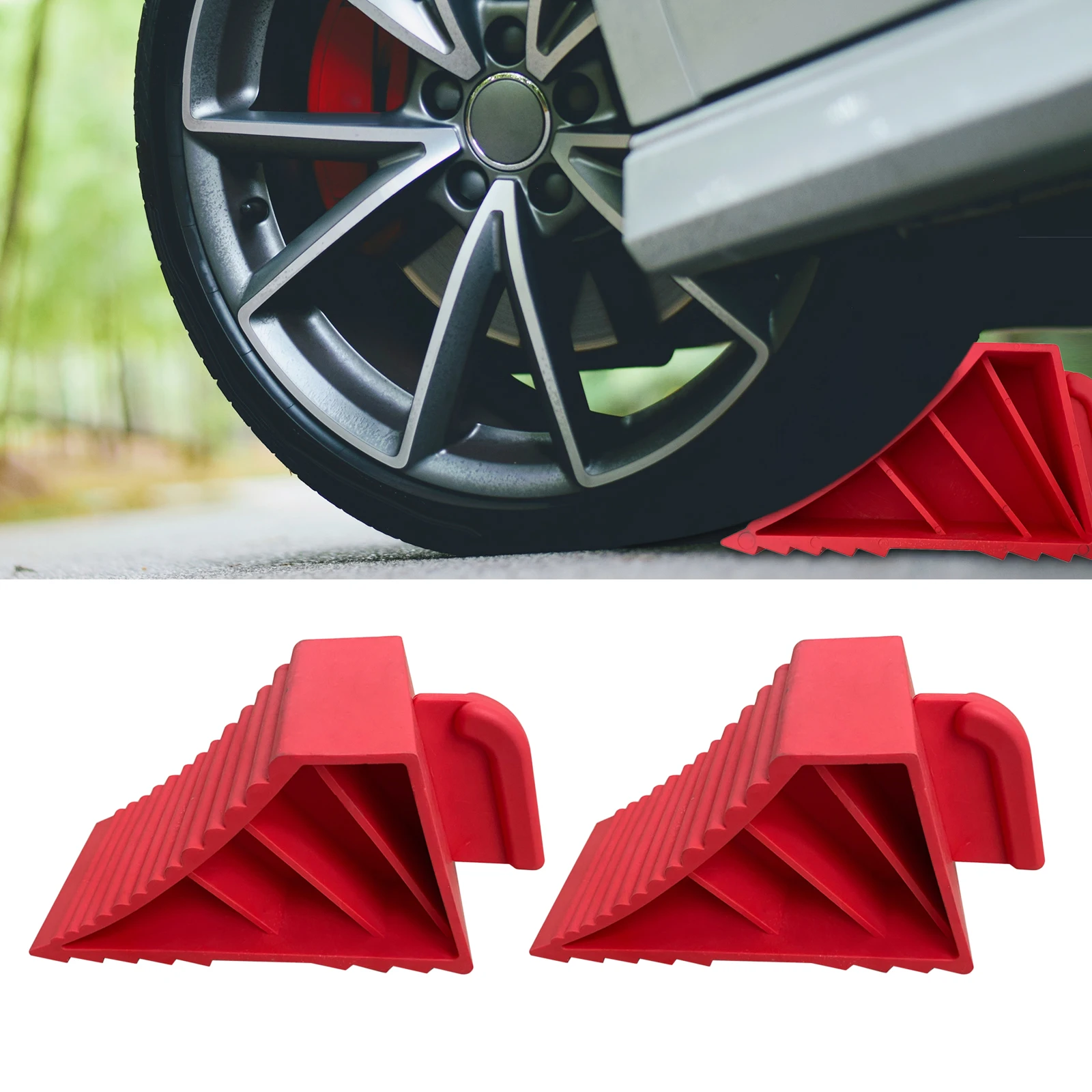 2 Pieces Rubber Wheel Chocks Replaces Rubber Wheel Chocks  for Car Auto Trailer Universal Spare Parts Easy Removal