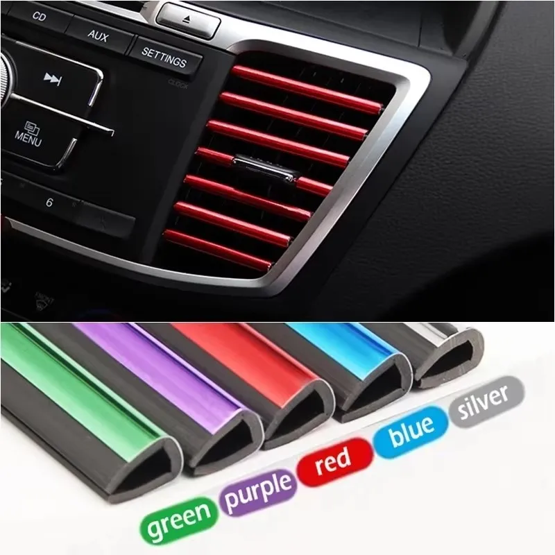 

10Pcs 20cm Universal Car Air Conditioner Outlet Decorative U Shape Moulding Trim Strips Decor Car Styling Accessories