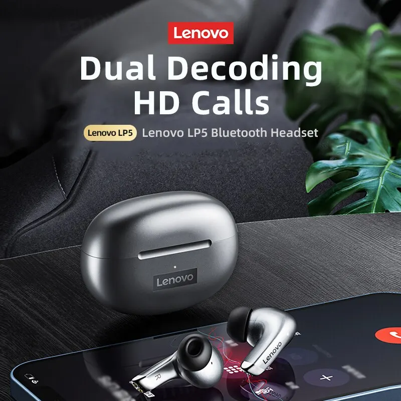 100% Chính Hãng Lenovo LP5 Bluetooth 9D Stereo Thể Thao Chống Thấm Nước Tai Nghe Nhét Tai Không Dây Bluetooth Tai Nghe Có Mic