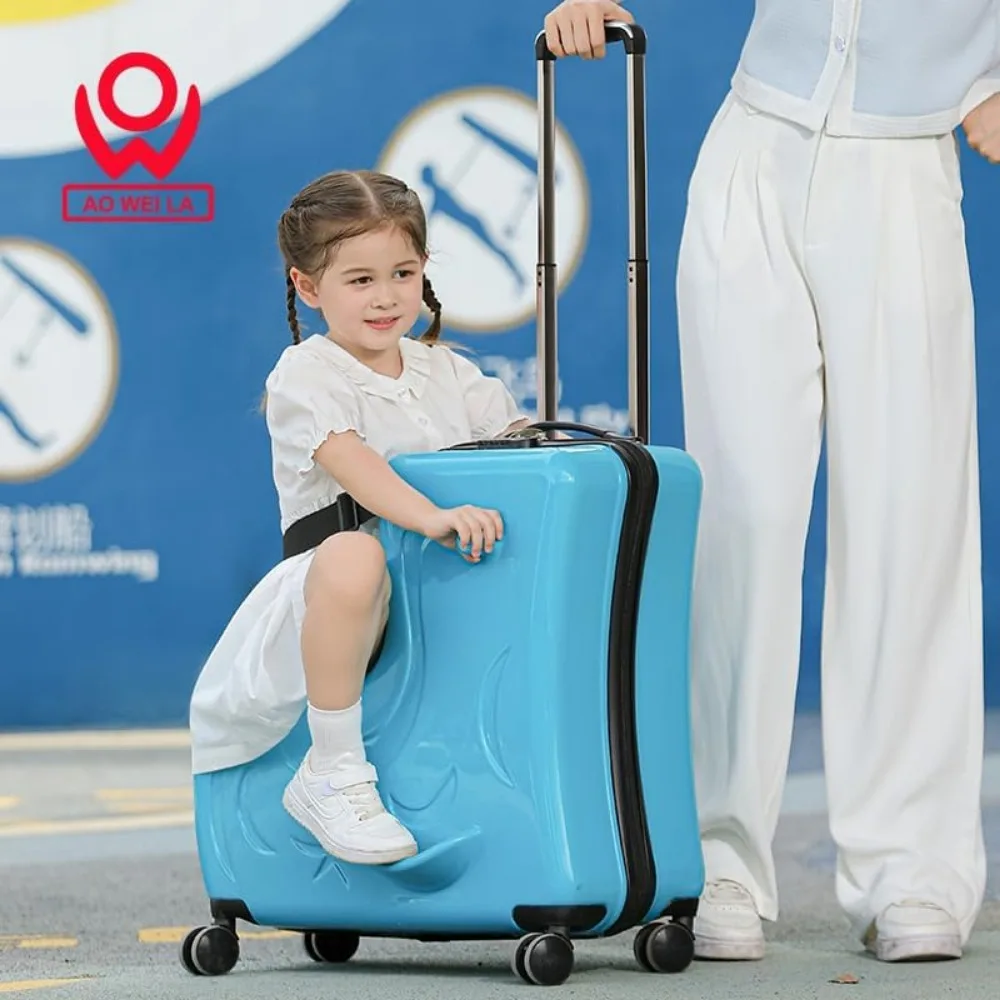 N-A AO WEI LA OW Kids ride-on Suitcase carry-on Tollder Luggage with Wheels Suitcase to Kids aged 1-6 years old (20 Inch) Nice