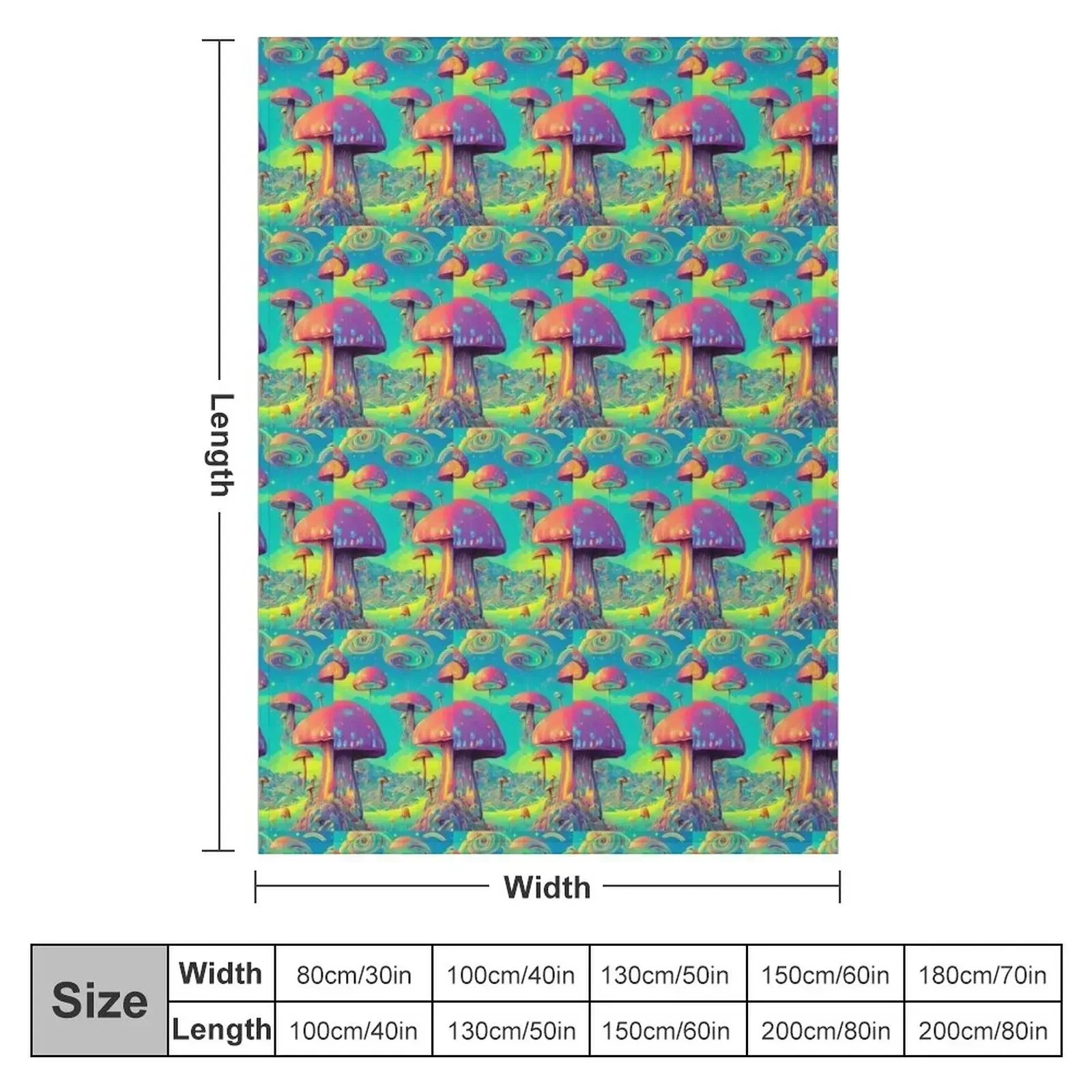 Trippy Rainbow Mushroom Landscape Throw Blanket Soft Luxury Designer Large Decoratives Blankets