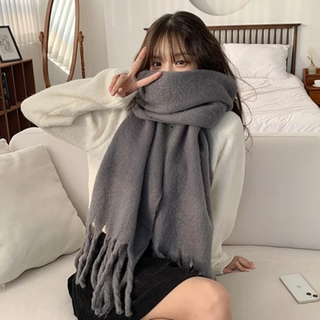 

Women Winter Scarf Imitation Cashmere Thicken Long Shawls Neck Warm Tassel Poncho Echarpe Stoles Pashmina Luxury