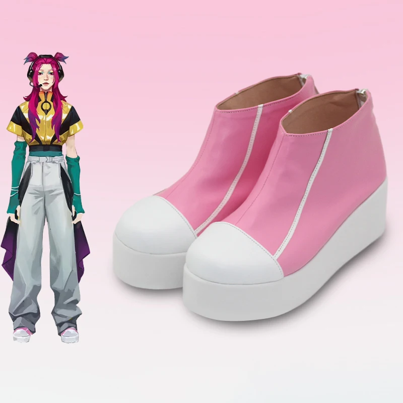 Game LOL Heartsteel Alune Cosplay Shoes Faux Leather Pink Boot Role Play Accessories For Women Girls