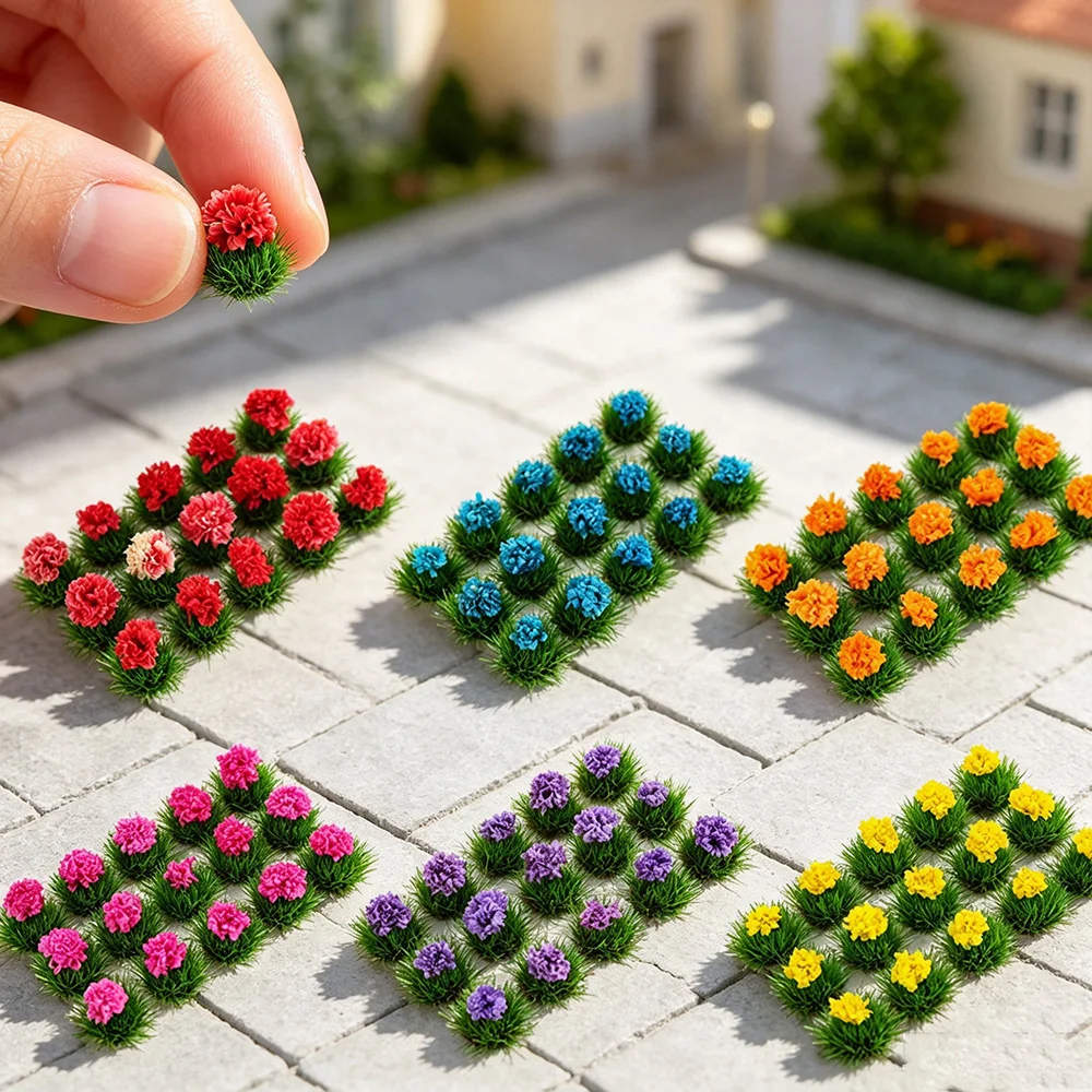 Mini Flower Model Kits Micro Artificial Flower Tufts for Making Architectural Sand Table Scene Layout Diorama Accessories