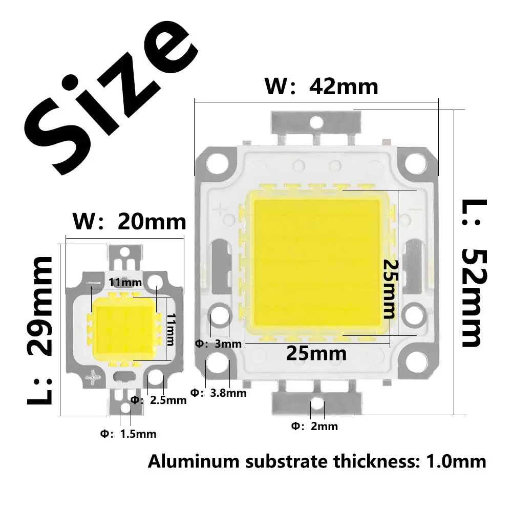 Imagem -02 - Módulo Cob Led Bead Chip Diodos Lâmpada para Foco ao ar Livre Spotlight Jardim Contas de Luz Integradas Faça Você Mesmo Dc30 36v 10w 20w 30w 50w