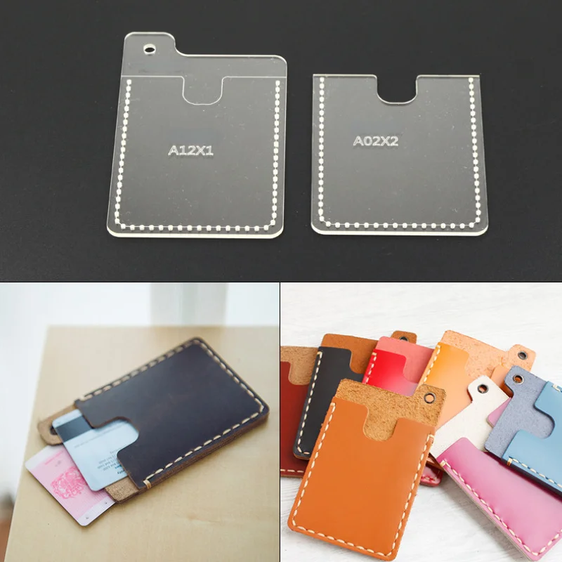 

2pcs/set DIY Leather Card Cover Holder Acrylic Template Leathercraft Pattern