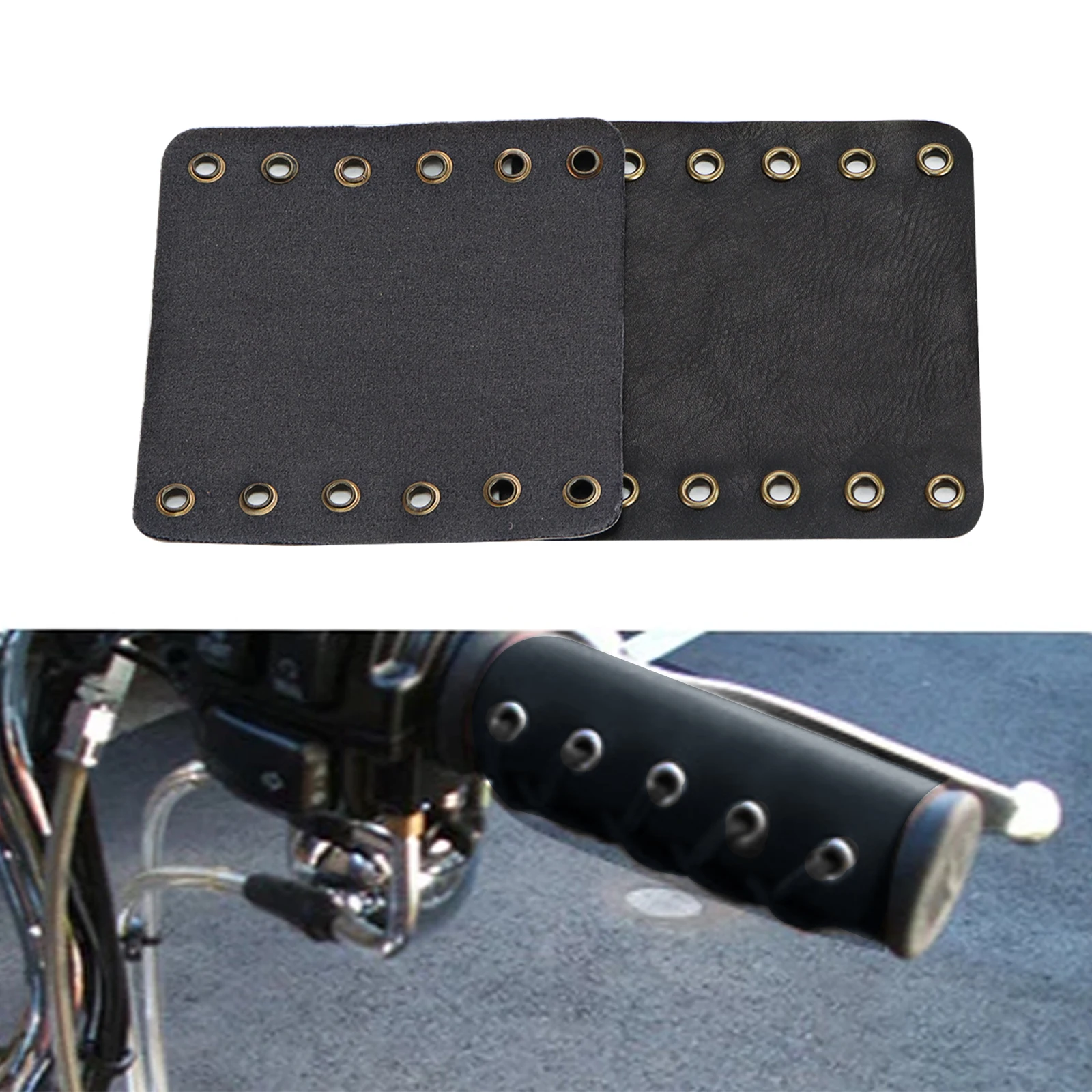 PU Leather Grips Motorcycle Handle Grip Throttle Covers Retro Wraps 22mm Handlebar for Cafe Racer Old School