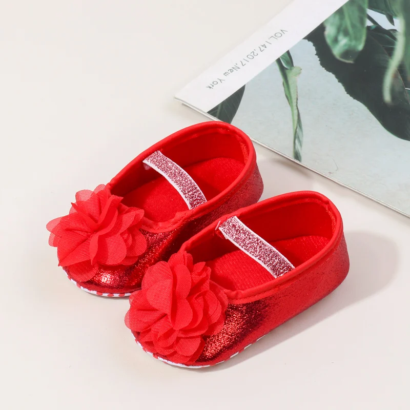 2025 Baby Girl First Walking Indoor Outdoor Toddler Shoes With Beautiful Flower And Soft Sole For 0-18M Baby Princess Shoes