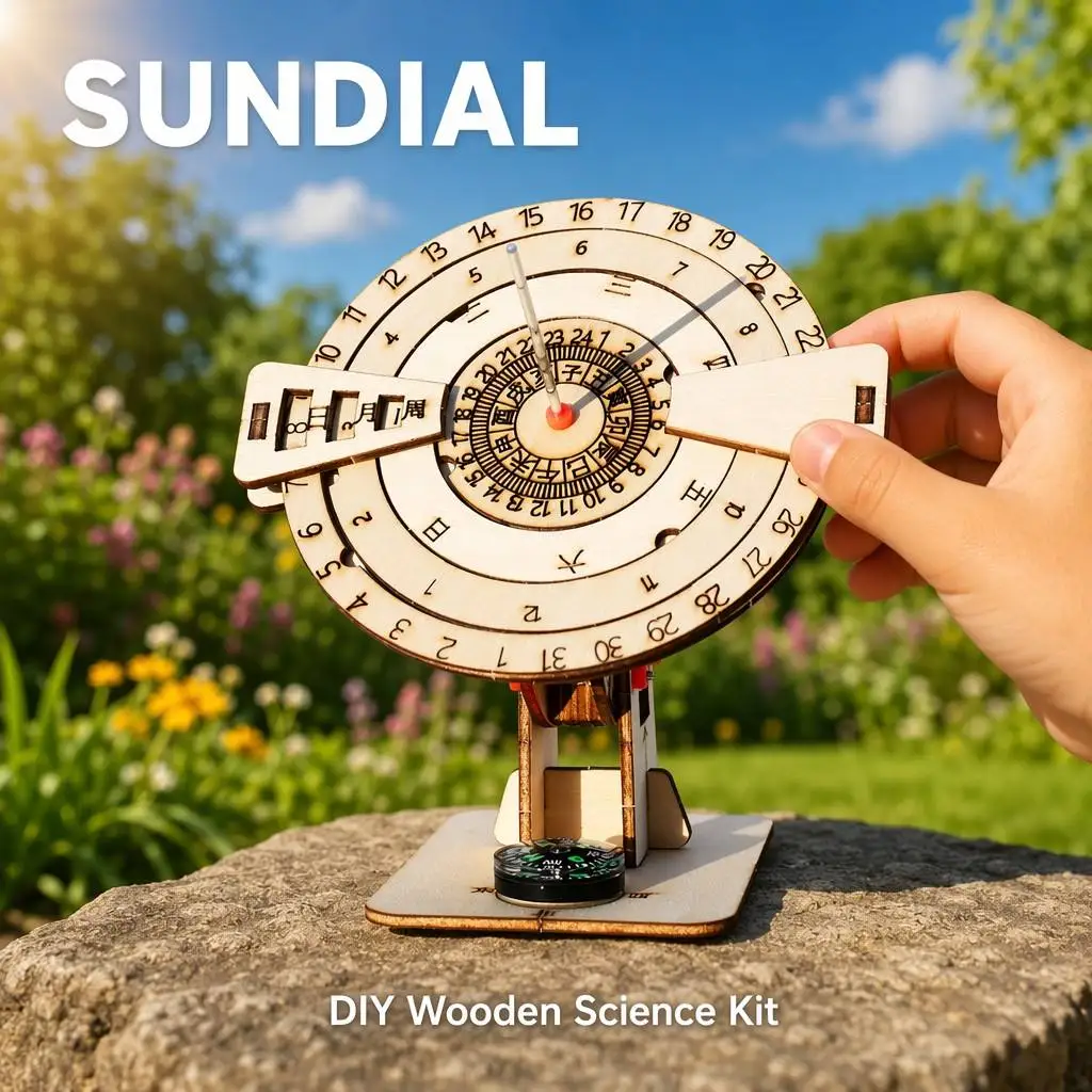 DIY STEM Science Experiment Kit Double-sided Sundial Model Handmade Invention Physics Educational Toy for Student School Project