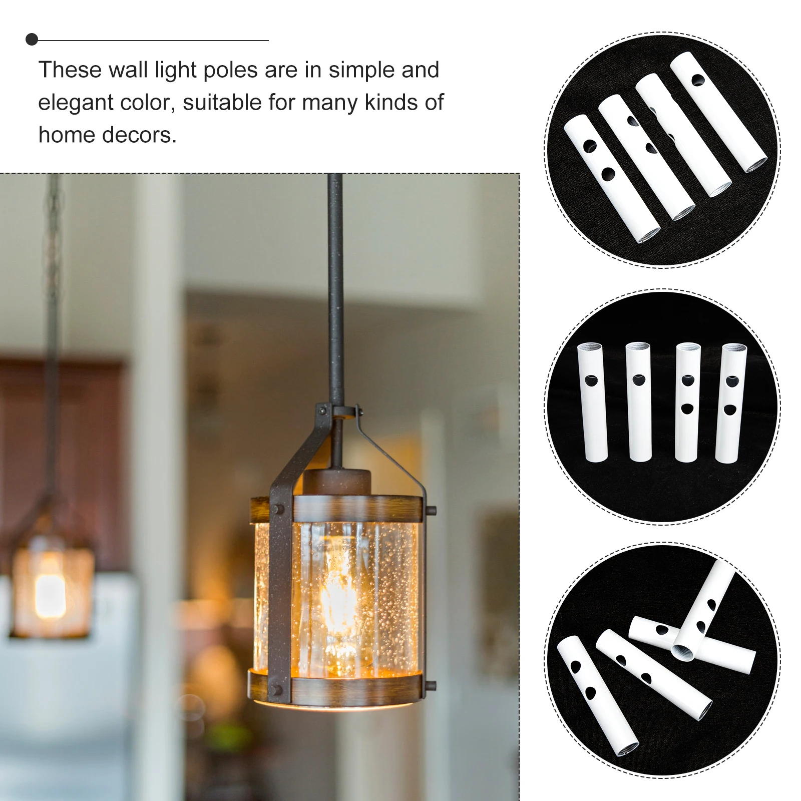 

4Pcs Chandelier Support Rods Iron Material Durable Smooth Surface Lightweight for Wall Lamps Floor Lamps and Chandeliers