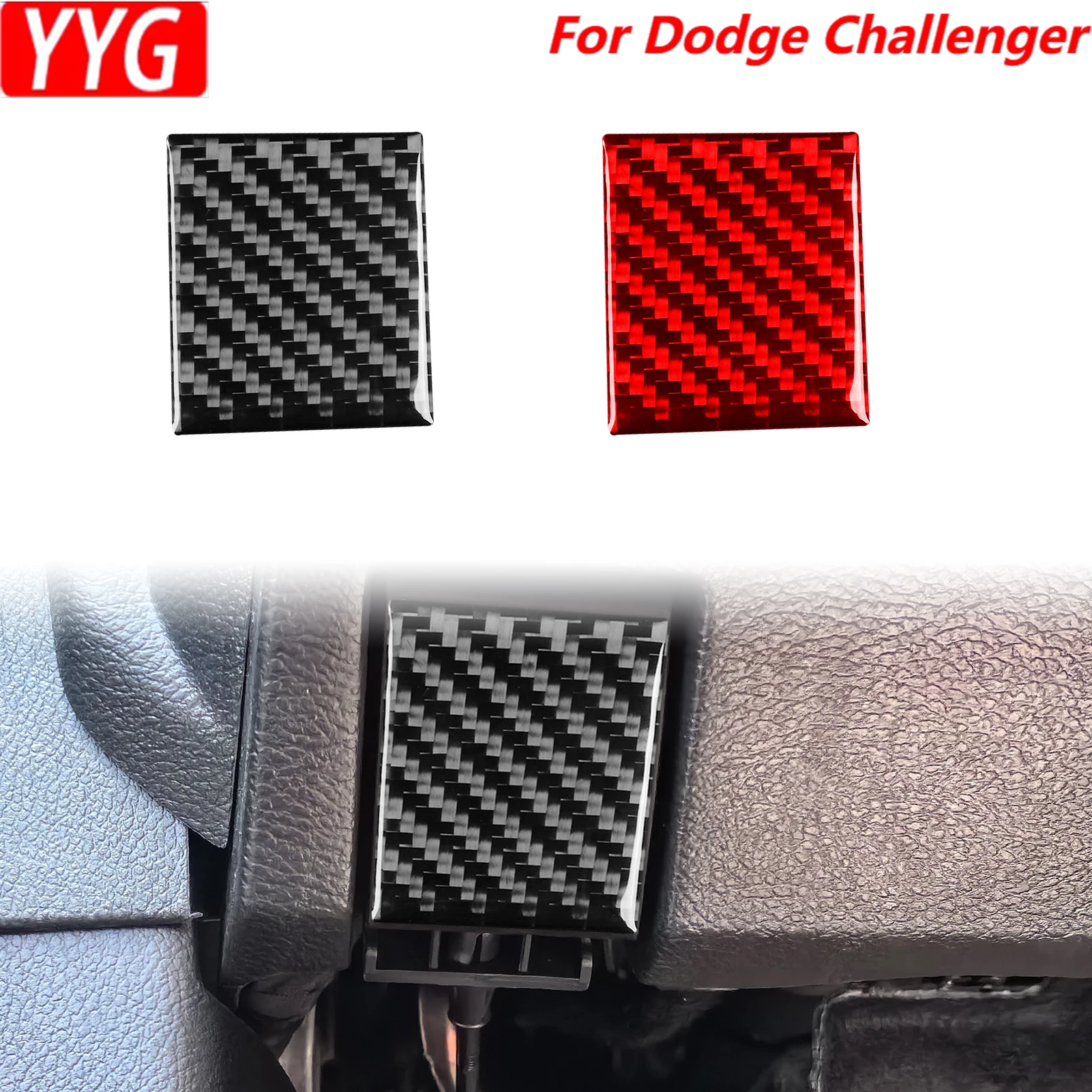 

Carbon Fiber Engine Switch Button Panel Decorative Car Accessories Cover Trim Modification Sticker For Dodge Challenger 2015—up
